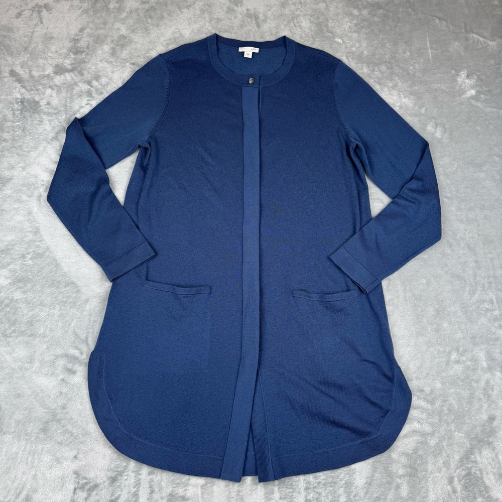 J. Jill Women’s Cardigan Sweater S Hidden Button Wool Blend Long Pockets